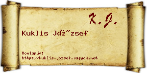Kuklis József névjegykártya
